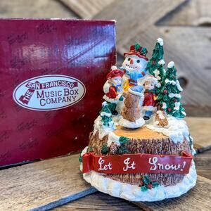 1996 Snowman w/ Kids “Let It Snow” Musical Figurine San Francisco Music Box Co.